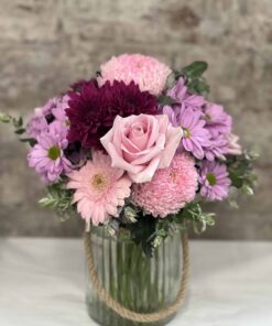 Jar of Petite Pink Flowers