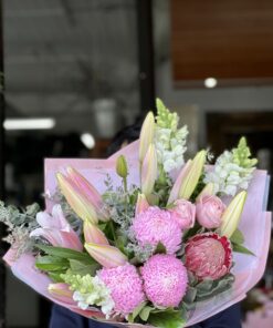 Pink Floral Arrangement with Lily Buds